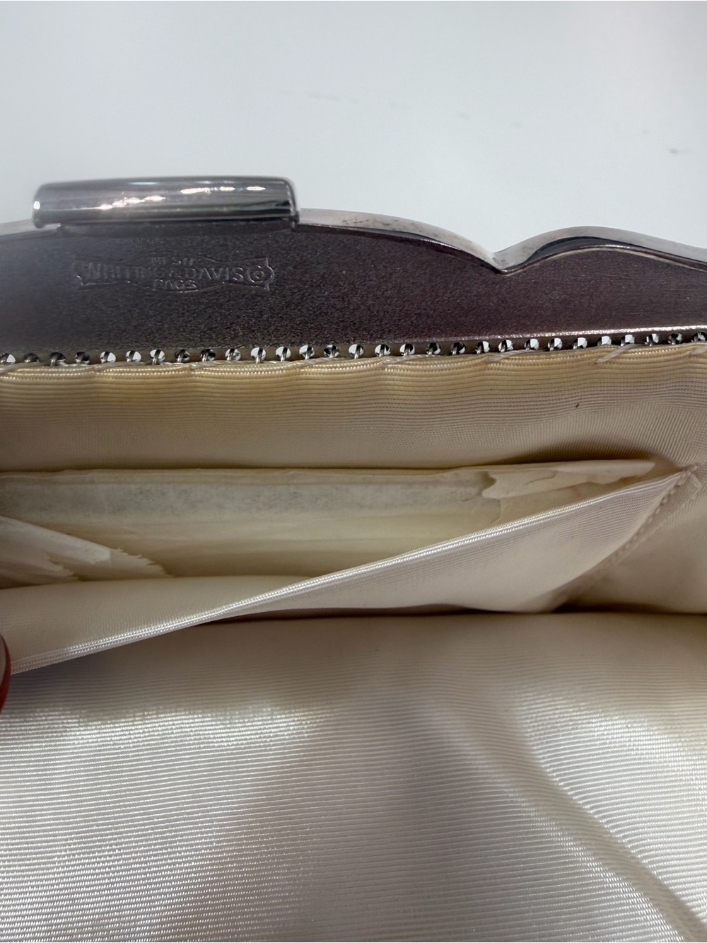 Vintage Whiting & Davis Silver Mesh Evening Bag Art Deco Rhinestone Clasp USA - Picture 7 of 12